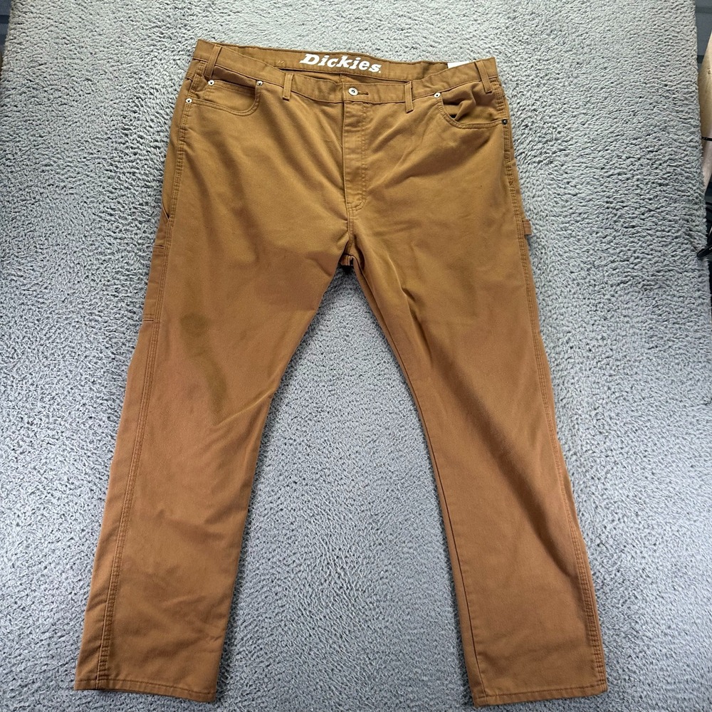 Dickies Pant Mens 42x30 Brown Polyester Carpenter Straight Slim Workwear Utility
